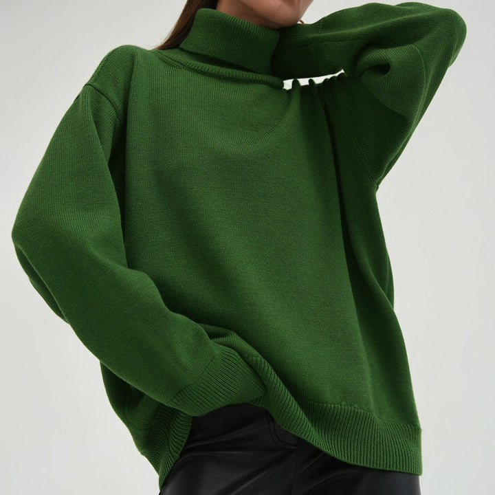 Damer Oversized Rullkragepullover med Ribbstruktur Eva Jonsson-Eva Jonsson