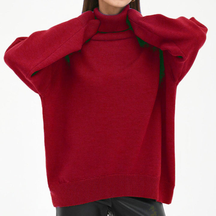 Damer Oversized Rullkragepullover med Ribbstruktur Eva Jonsson-Eva Jonsson