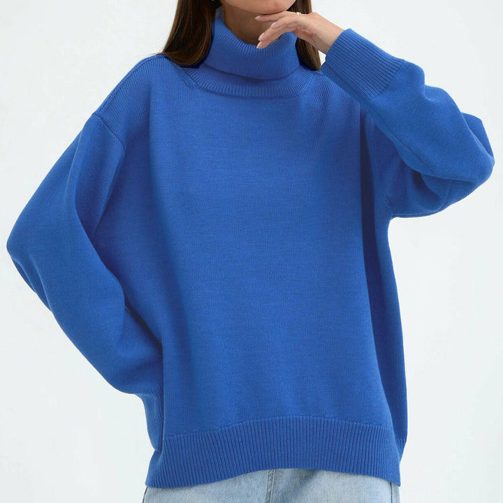 Damer Oversized Rullkragepullover med Ribbstruktur Eva Jonsson-Eva Jonsson