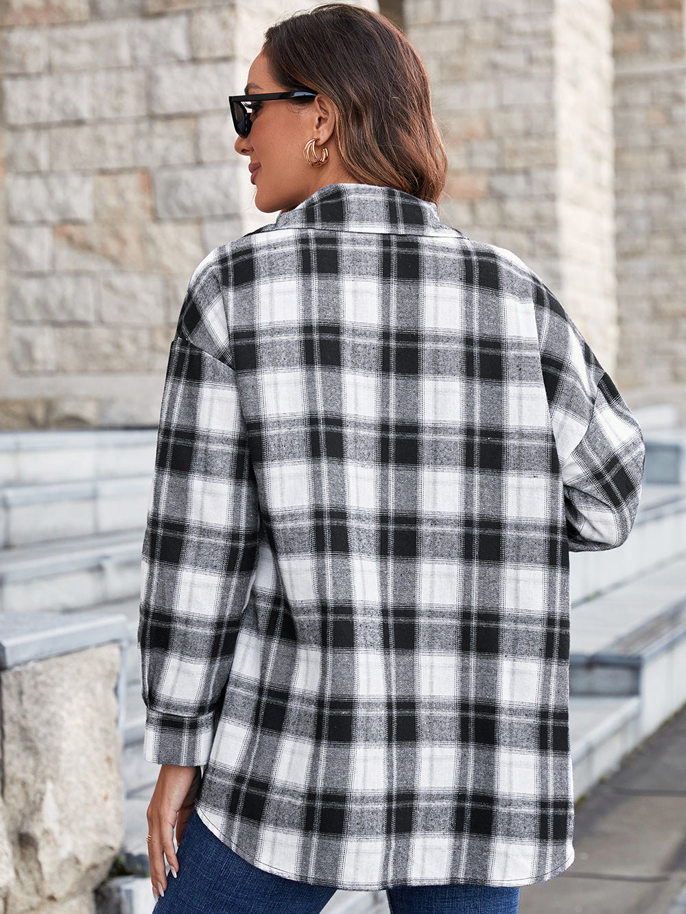 Damer Oversized Rutblus med moderna detaljer Eva Jonsson-Eva Jonsson