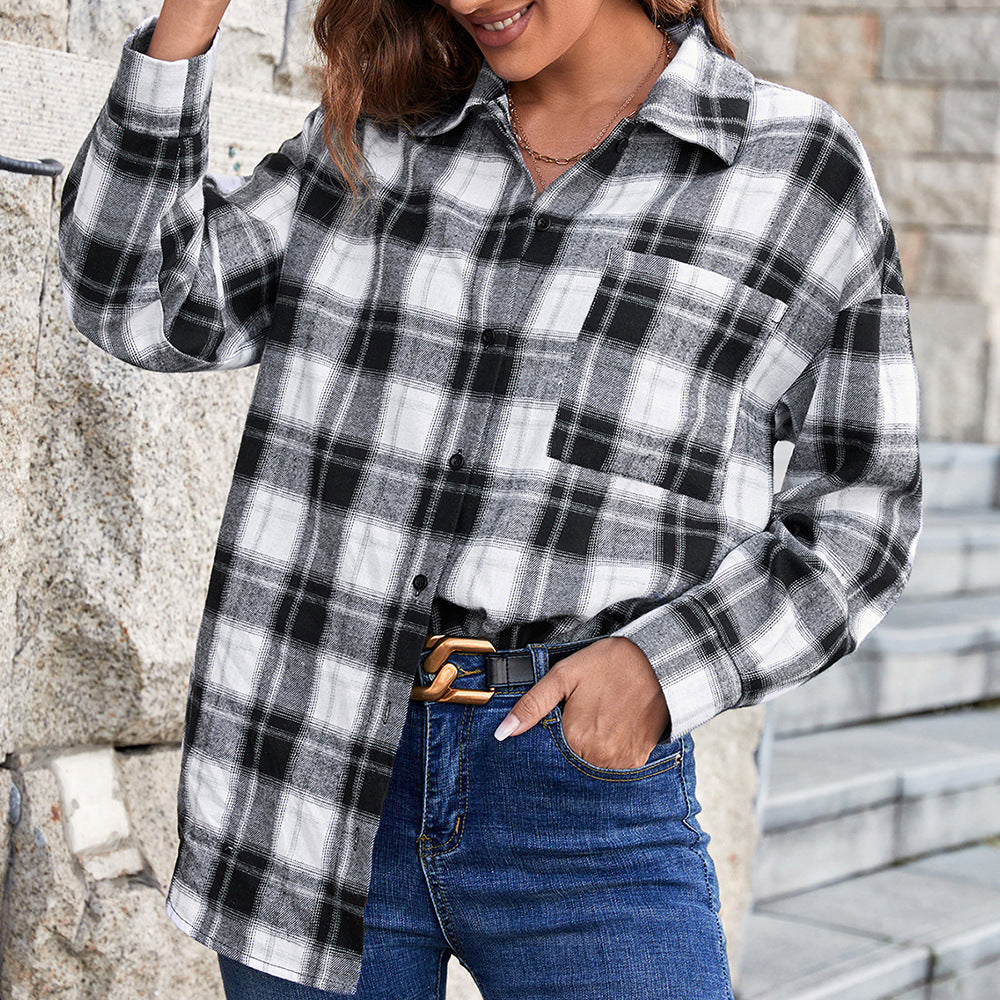 Damer Oversized Rutblus med moderna detaljer Eva Jonsson-Eva Jonsson