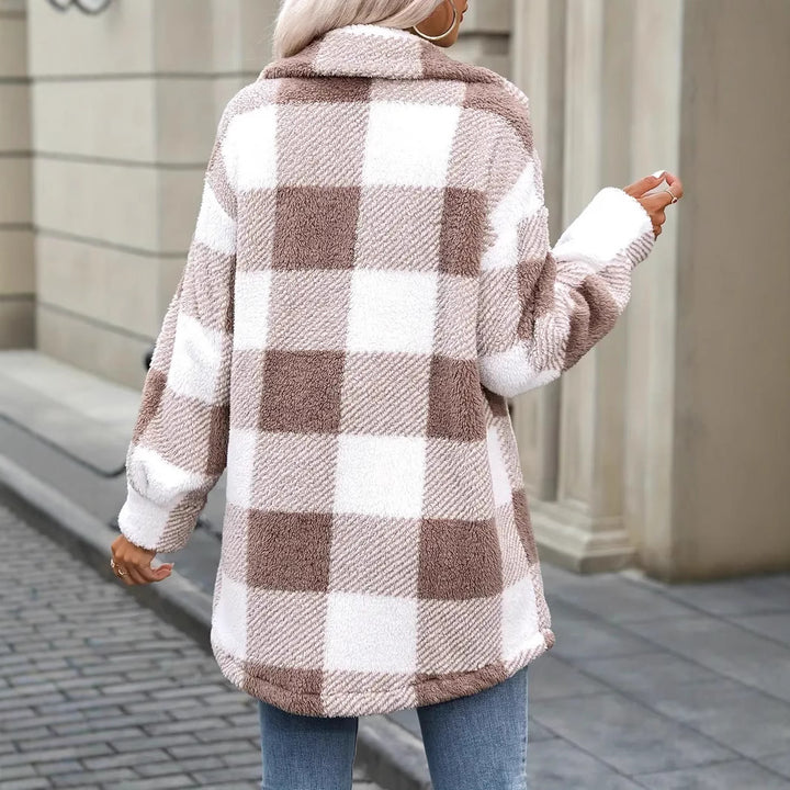 Damer Oversized Rutig Fleecejacka Eva Jonsson-Eva Jonsson