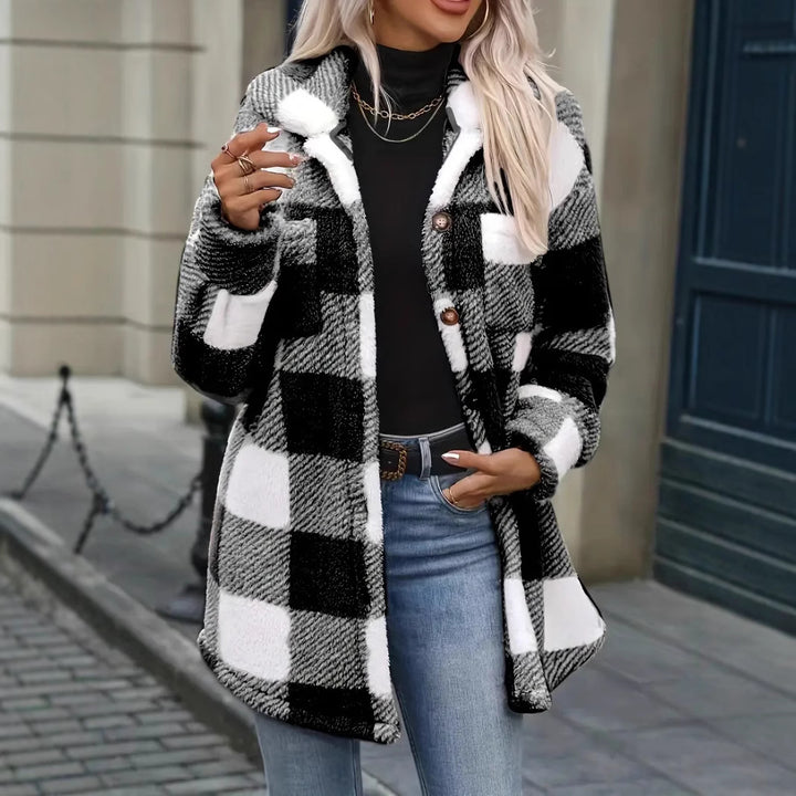 Damer Oversized Rutig Fleecejacka Eva Jonsson-Eva Jonsson
