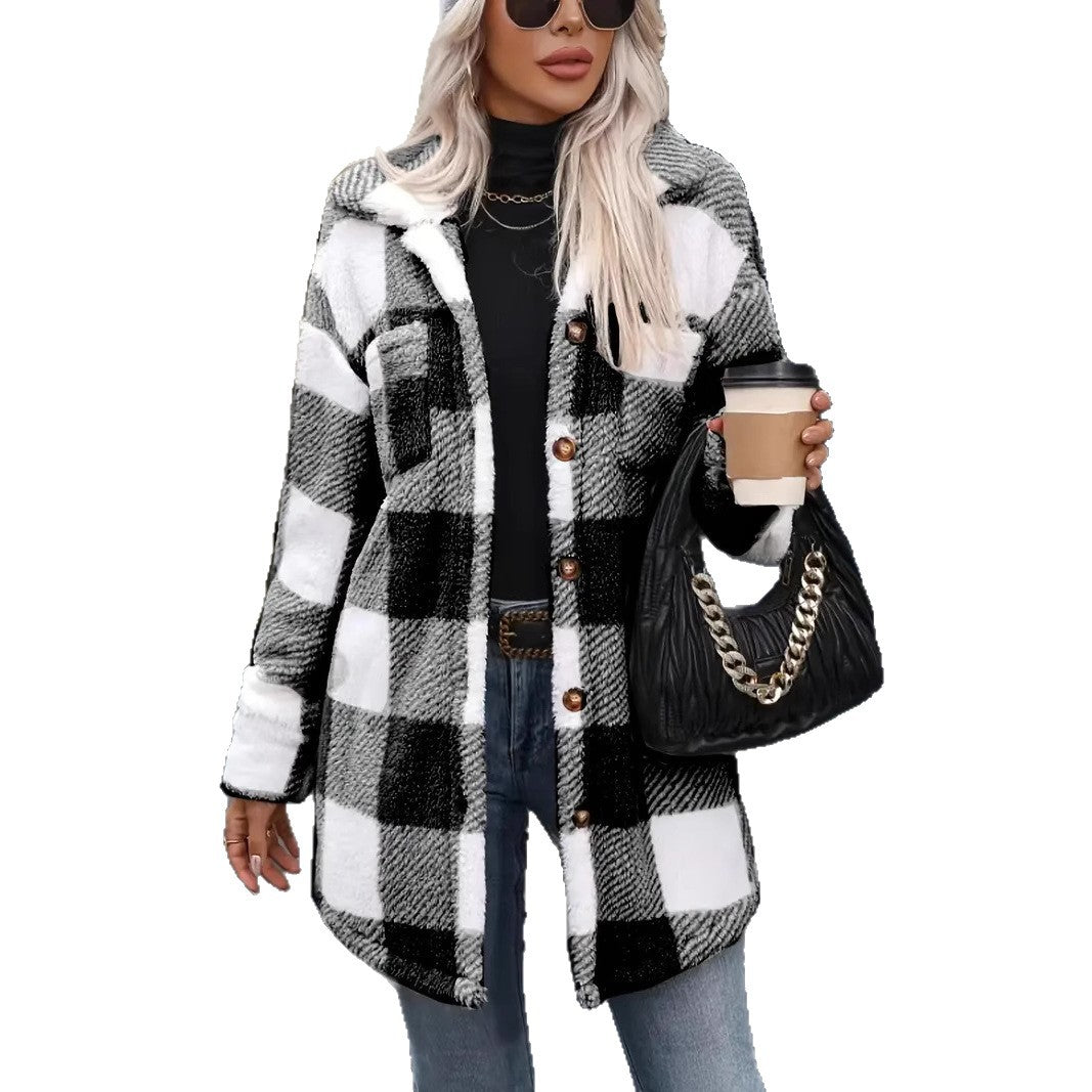 Damer Oversized Rutig Fleecejacka Eva Jonsson-Eva Jonsson