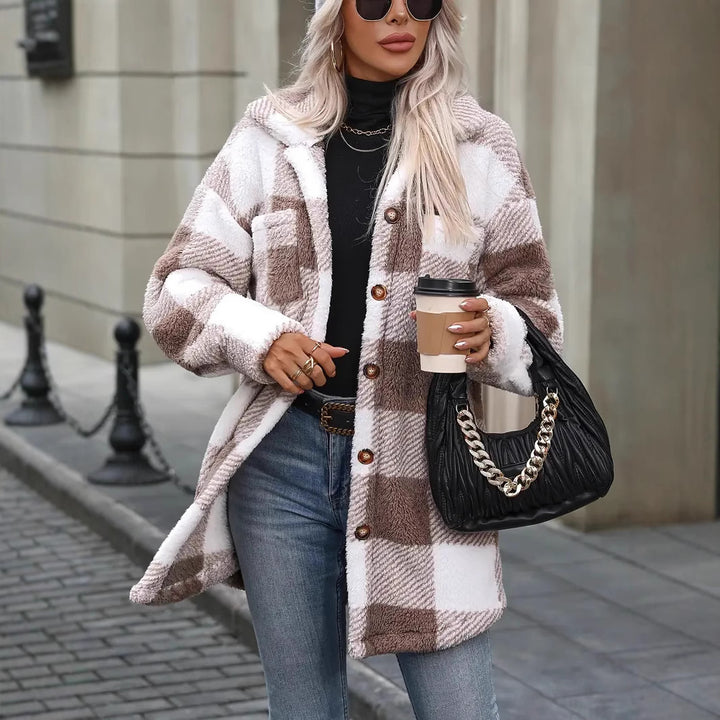 Damer Oversized Rutig Fleecejacka Eva Jonsson-Eva Jonsson