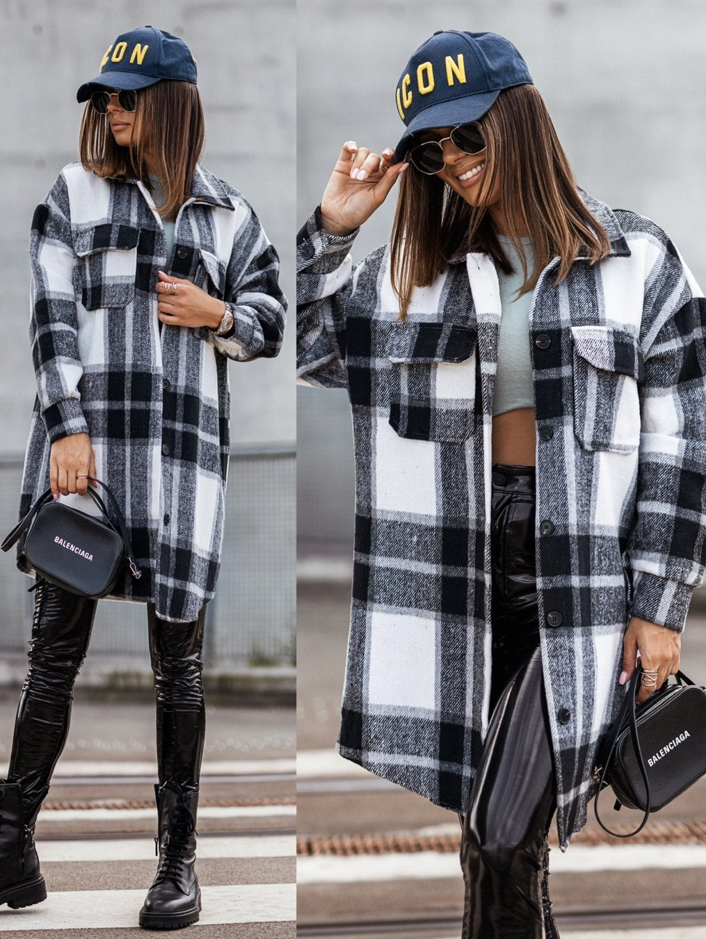 Damer Oversized Rutig Kappor Mirla-Eva Jonsson