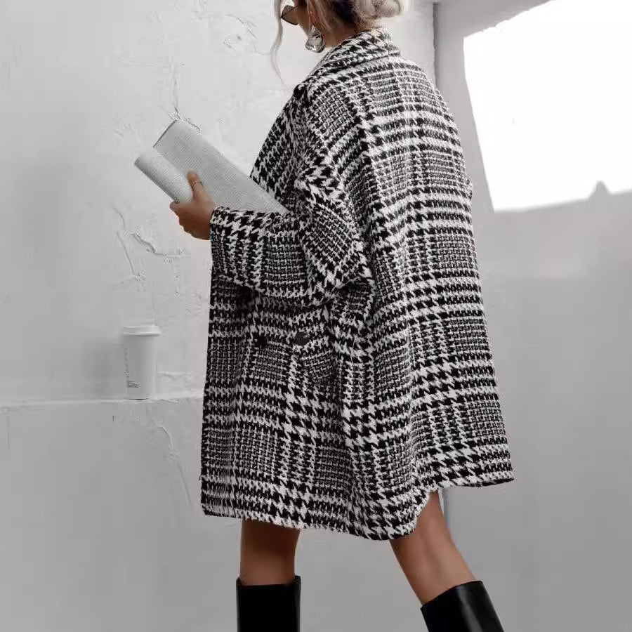 Damer Oversized Rutig Kappor Mirla-Eva Jonsson
