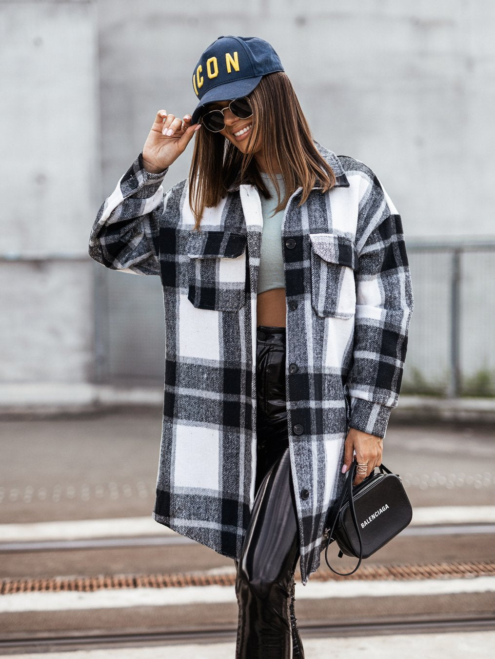 Damer Oversized Rutig Kappor Mirla-Eva Jonsson