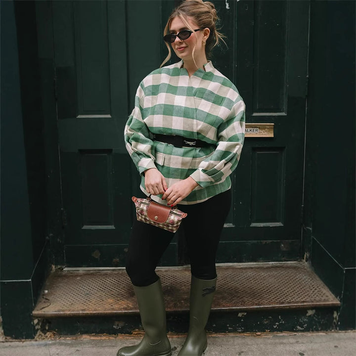 Damer Oversized Rutig Kappor Mirla-Eva Jonsson