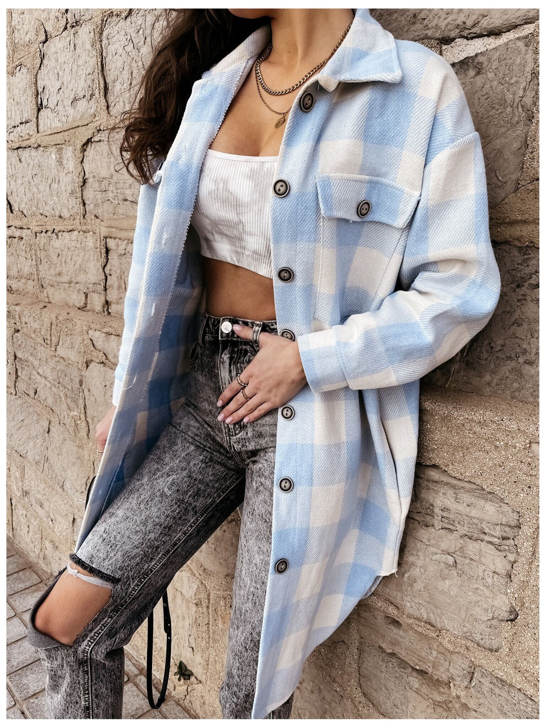 Damer Oversized Rutigt Skjortjacka Mirla-Eva Jonsson