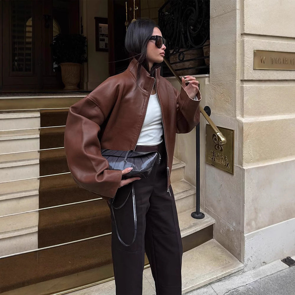 Damer Oversized Skinnjacka med avslappnad passform och voluminösa ärmar Eva Jonsson-Eva Jonsson