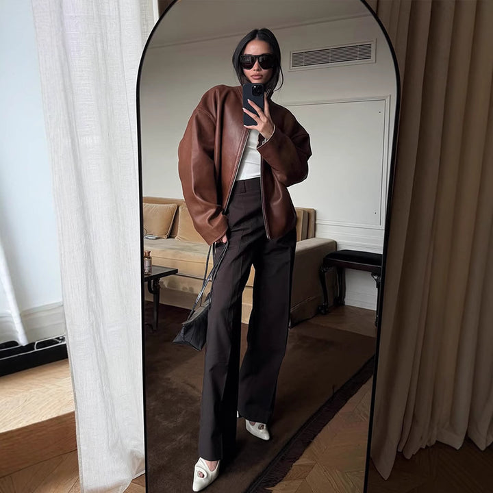 Damer Oversized Skinnjacka med avslappnad passform och voluminösa ärmar Eva Jonsson-Eva Jonsson