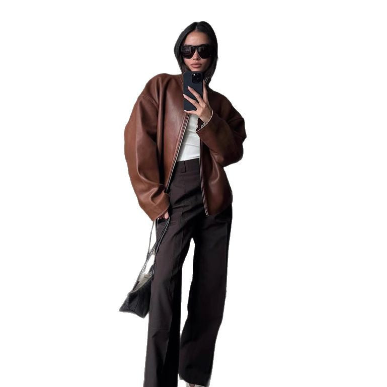 Damer Oversized Skinnjacka med avslappnad passform och voluminösa ärmar Eva Jonsson-Eva Jonsson