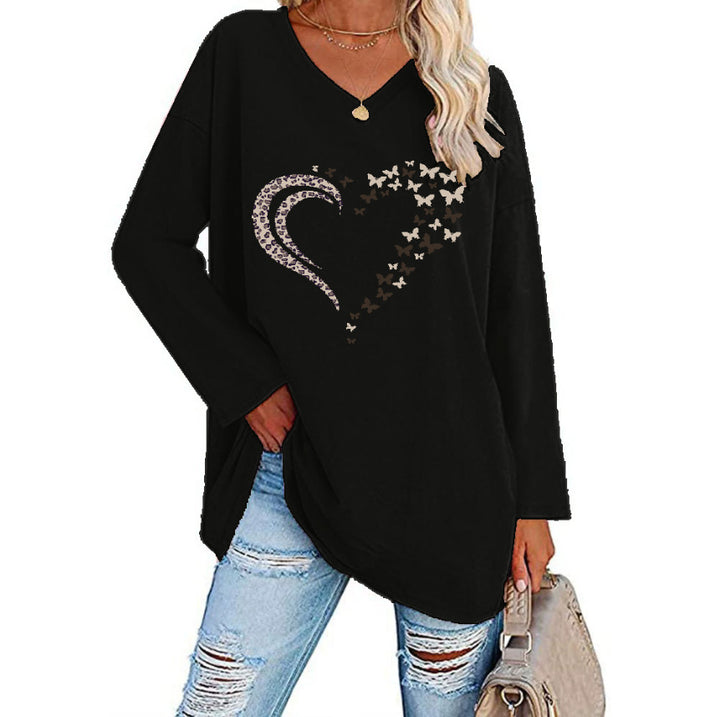 Damer Oversized Skjorta med Hjärtdesign Mirla-Eva Jonsson