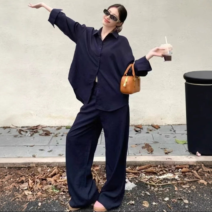 Damer Oversized Skjortblusset med vida byxor Eva Jonsson-Eva Jonsson