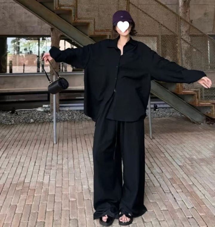 Damer Oversized Skjortblusset med vida byxor Eva Jonsson-Eva Jonsson