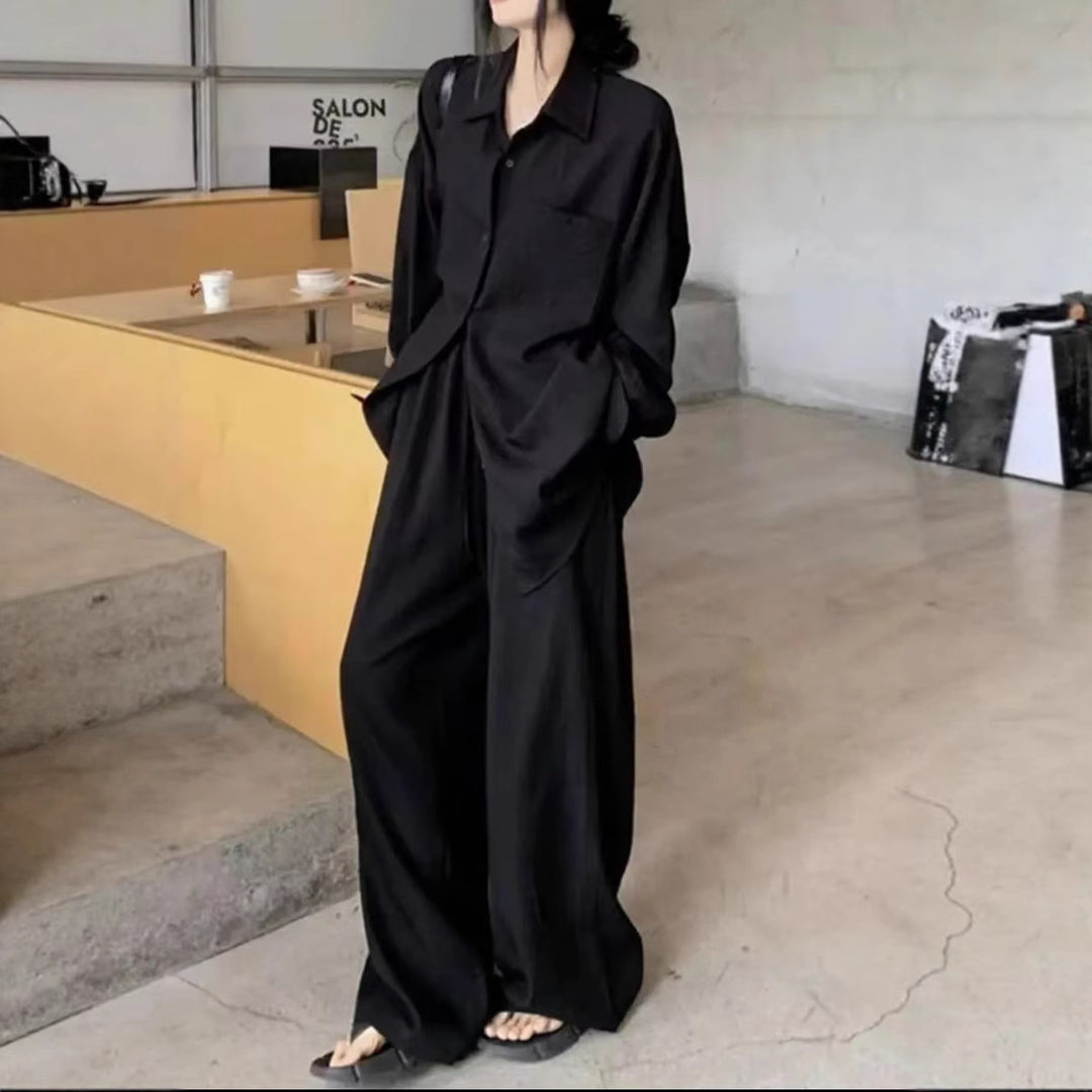 Damer Oversized Skjortblusset med vida byxor Eva Jonsson-Eva Jonsson