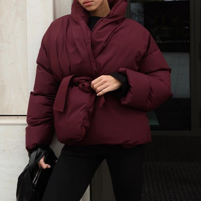 Damer Oversized Steppjacka med bälte och hög krage Mirla-Eva Jonsson
