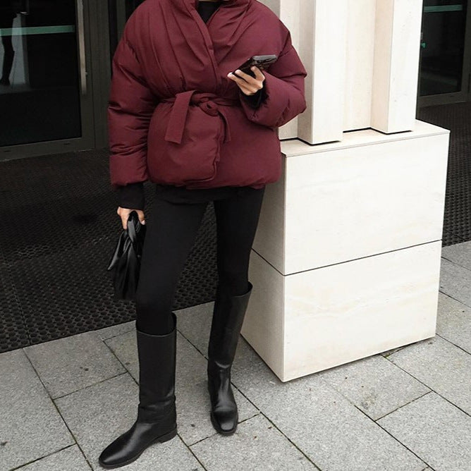 Damer Oversized Steppjacka med bälte och hög krage Mirla-Eva Jonsson