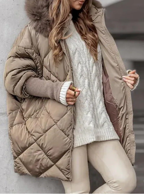 Damer Oversized Steppjacka med konstpälskrage Mirla-Eva Jonsson
