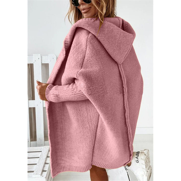 Damer Oversized Stickad Cardigan med Huva och Strukturerad Design Mirla-Eva Jonsson