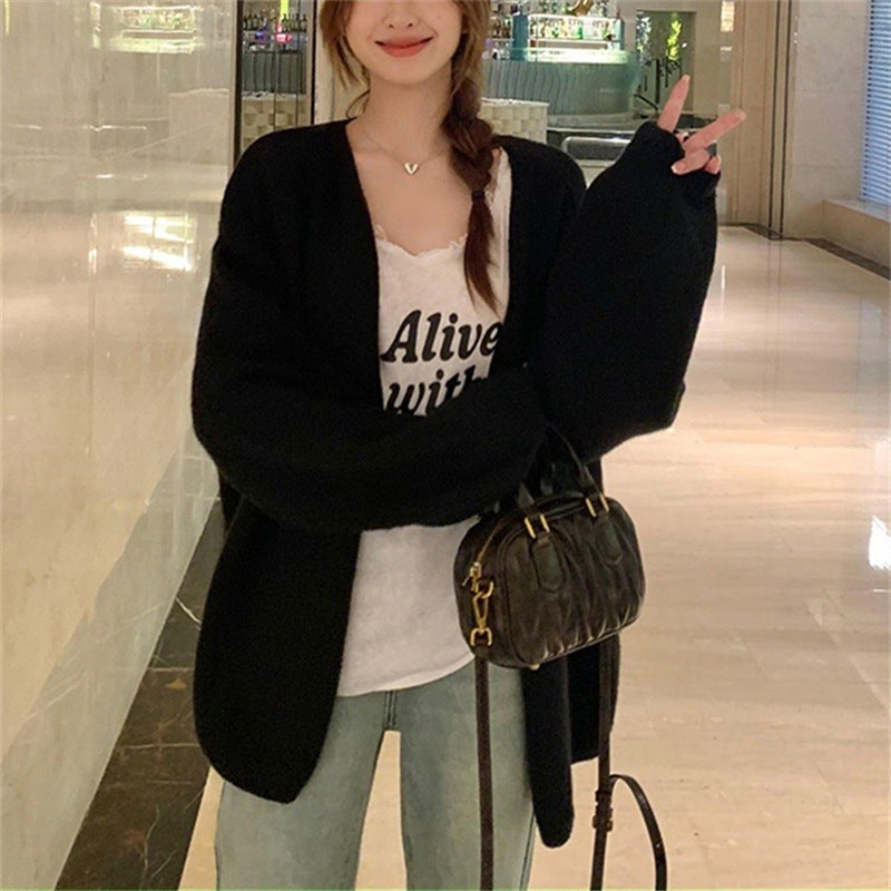 Damer Oversized Stickad Jacka med Mjuka Texturer och Öppna Fronter Eva Jonsson-Eva Jonsson