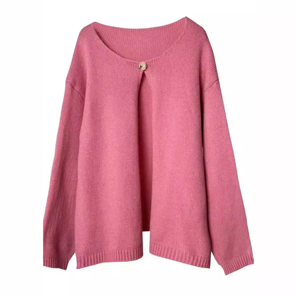 Damer Oversized Stickad Jacka med Mjuka Texturer och Öppna Fronter Mirla-Eva Jonsson