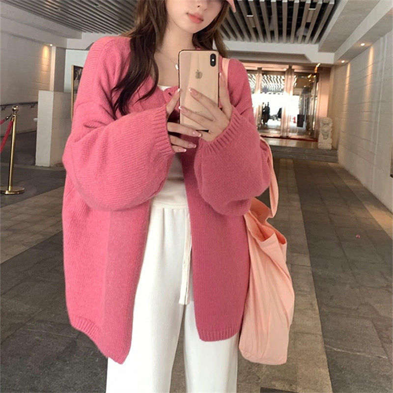 Damer Oversized Stickad Jacka med Mjuka Texturer och Öppna Fronter Mirla-Eva Jonsson