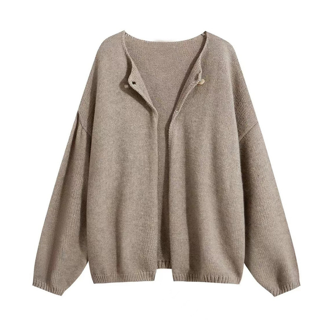 Damer Oversized Stickad Jacka med Mjuka Texturer och Öppna Fronter Mirla-Eva Jonsson