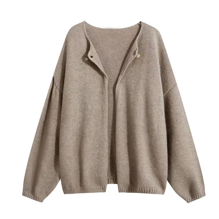 Damer Oversized Stickad Jacka med Mjuka Texturer och Öppna Fronter Mirla-Eva Jonsson