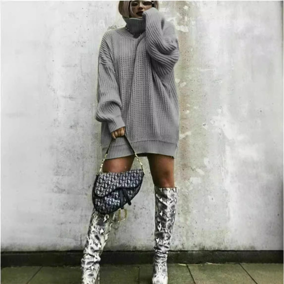 Damer Oversized Stickad Tröja i Modern Vaffelmönster Eva Jonsson-Eva Jonsson