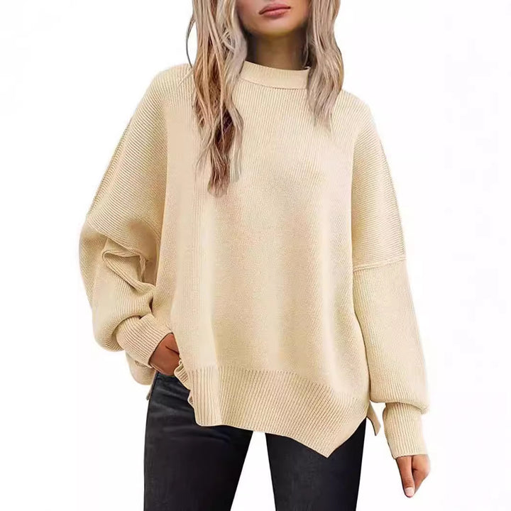 Damer Oversized Stickad Tröja med Breda Ärmar och Strukturerad Yta Eva Jonsson-Eva Jonsson