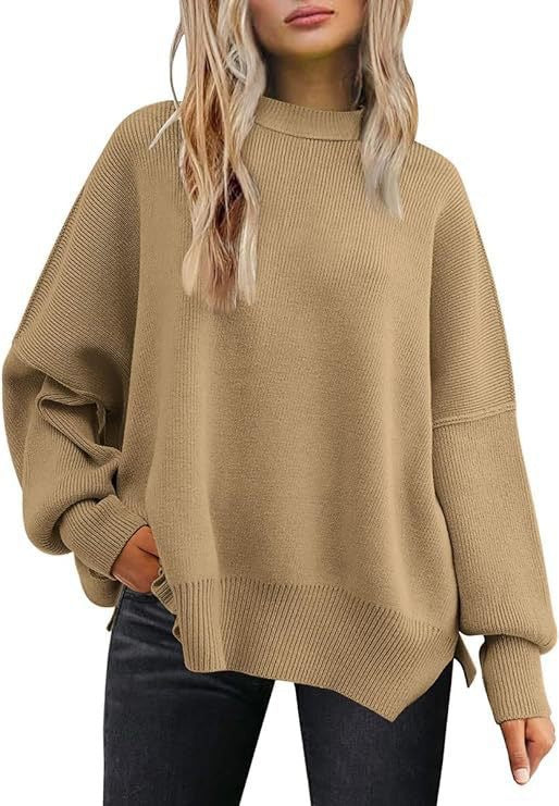 Damer Oversized Stickad Tröja med Breda Ärmar och Strukturerad Yta Eva Jonsson-Eva Jonsson