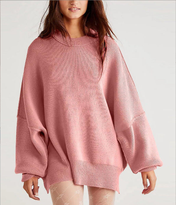 Damer Oversized Stickad Tröja med Breda Ärmar och Strukturerad Yta Eva Jonsson-Eva Jonsson