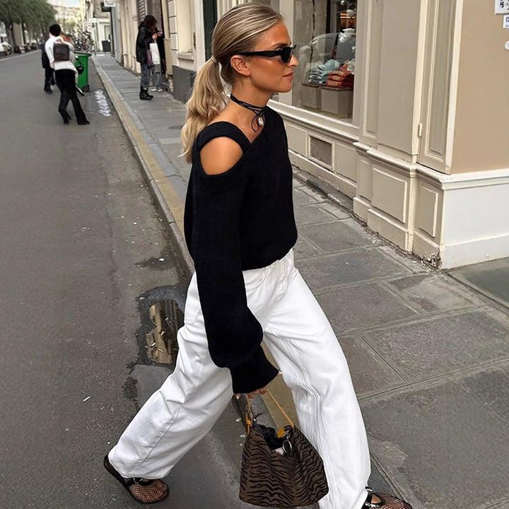 Damer Oversized Stickad Tröja med Cut-Out Ärmhål Eva Jonsson-Eva Jonsson