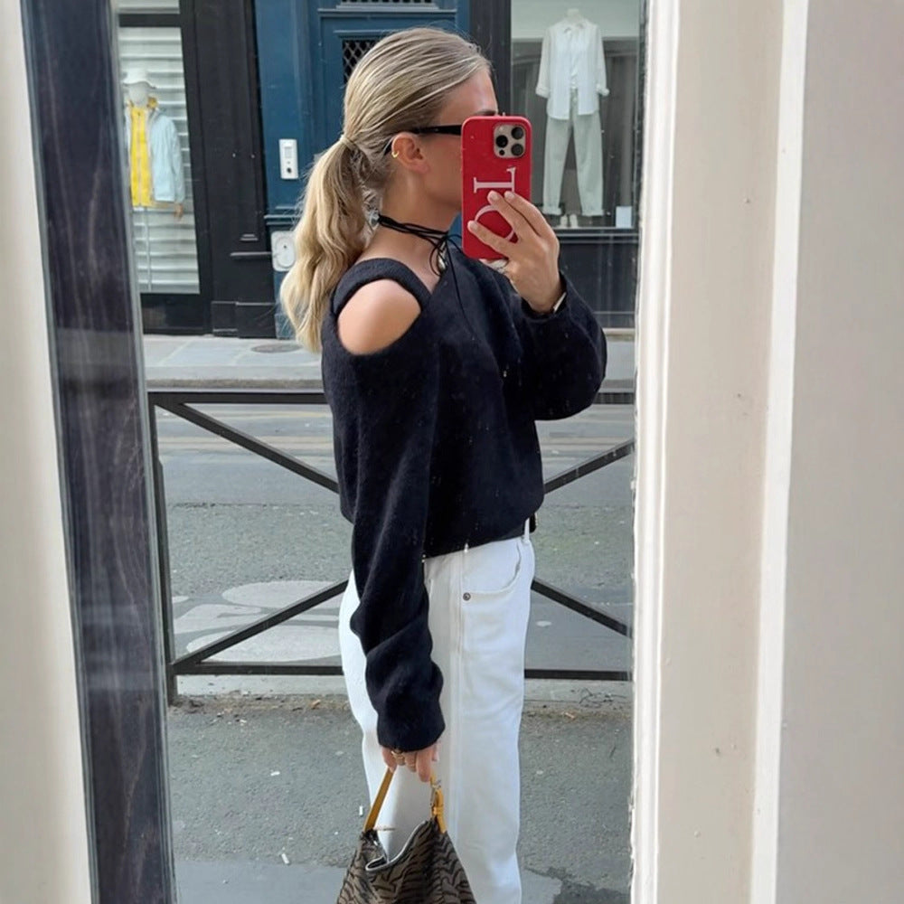Damer Oversized Stickad Tröja med Cut-Out Ärmhål Eva Jonsson-Eva Jonsson