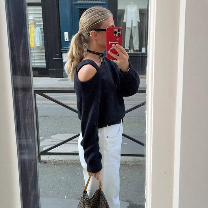 Damer Oversized Stickad Tröja med Cut-Out Ärmhål Eva Jonsson-Eva Jonsson