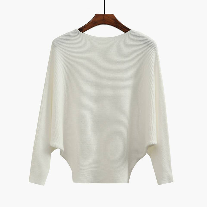 Damer Oversized Stickad Tröja med Raffinerad Ribbdesign och Vid Skärning Mirla-Eva Jonsson