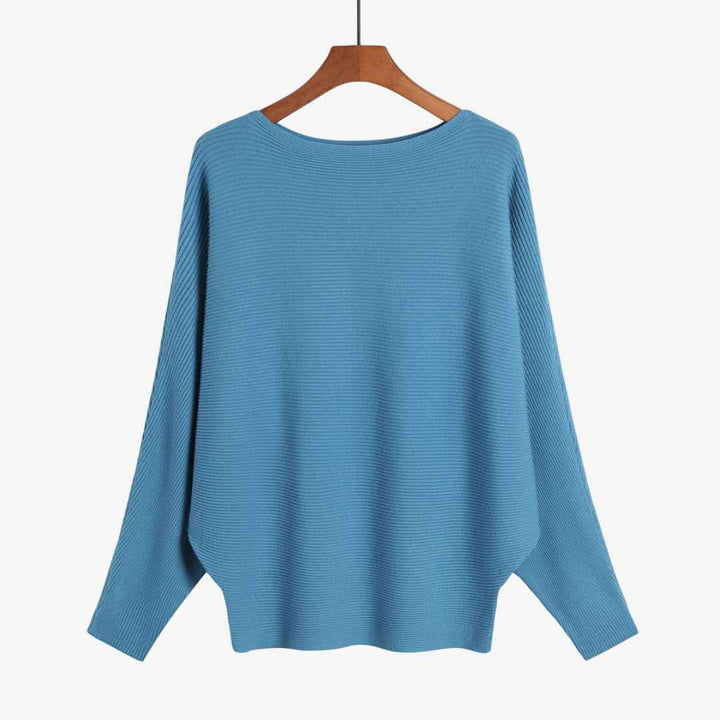 Damer Oversized Stickad Tröja med Raffinerad Ribbdesign och Vid Skärning Mirla-Eva Jonsson