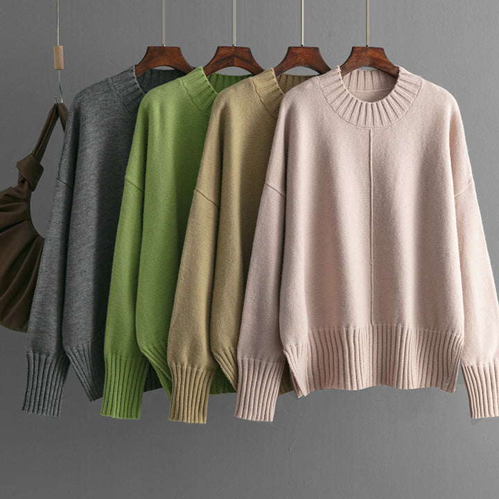 Damer Oversized Stickad Tröja med Ribbad Boande Mirla-Eva Jonsson