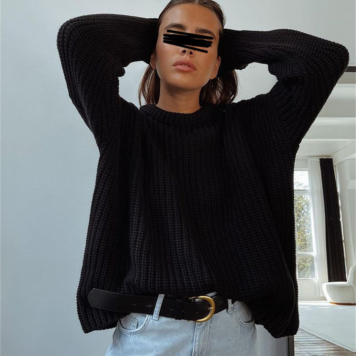 Damer Oversized Stickad Tröja med Strukturerat Mönster Eva Jonsson-Eva Jonsson