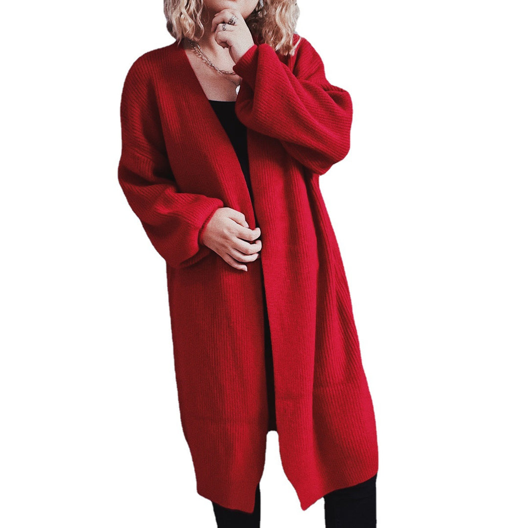 Damer Oversized Stickad jacka med djup V-hals och avslappnad passform Eva Jonsson-Eva Jonsson