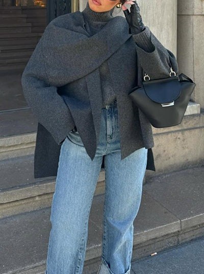 Damer Oversized Stickad jacka med elegant skärning och voluminösa ärmar Mirla-Eva Jonsson