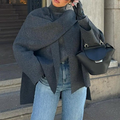 Damer Oversized Stickad jacka med elegant skärning och voluminösa ärmar Mirla-Eva Jonsson