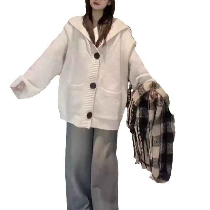 Damer Oversized Stickad jacka med stora knappar och avslappnad skärning Mirla-Eva Jonsson