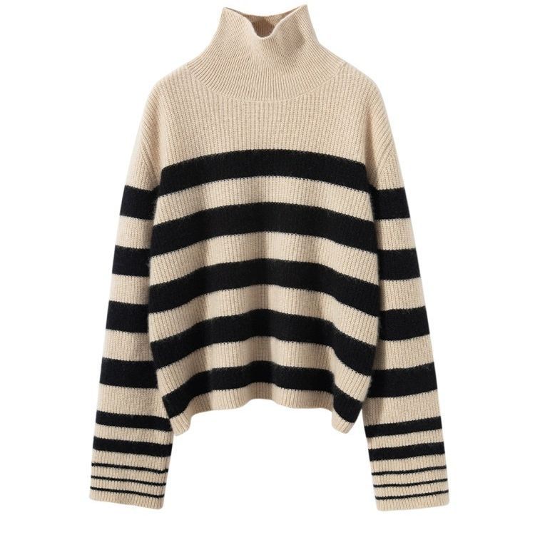 Damer Oversized Stickad tröja med avslappnad randdesign Mirla-Eva Jonsson