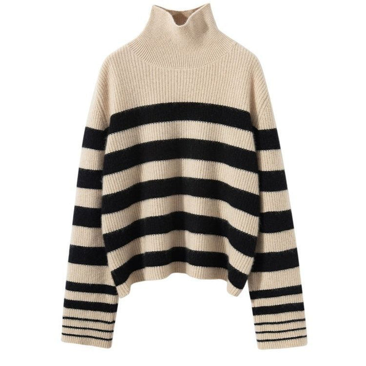 Damer Oversized Stickad tröja med avslappnad randdesign Mirla-Eva Jonsson
