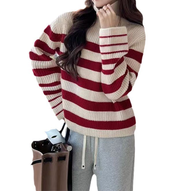 Damer Oversized Stickad tröja med avslappnad randdesign Mirla-Eva Jonsson