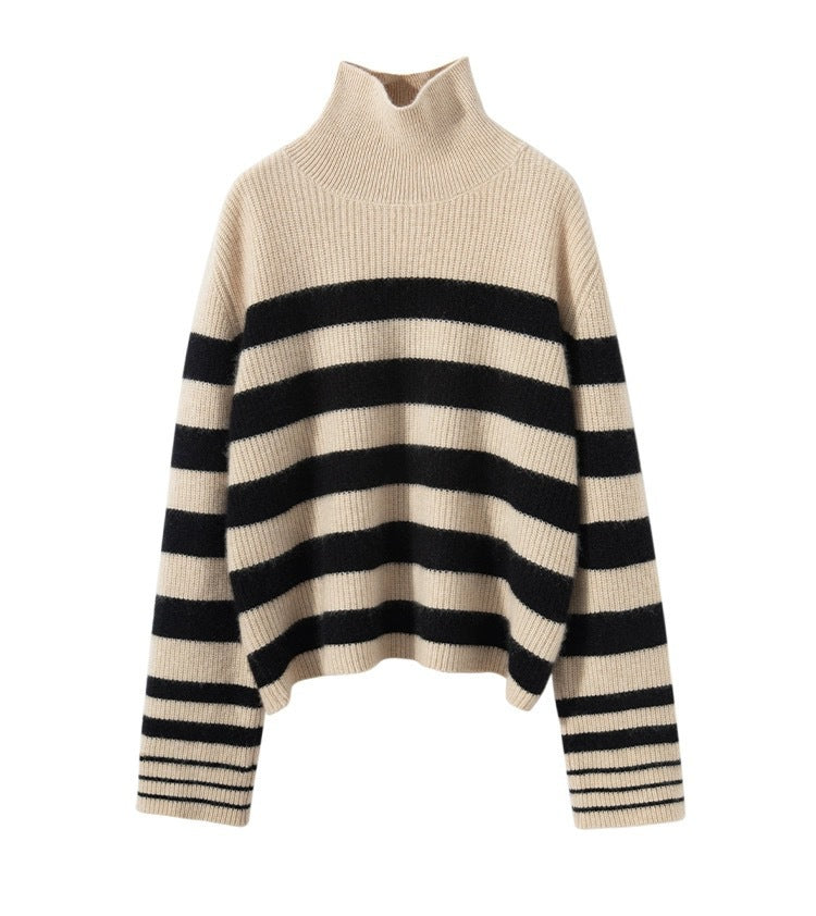 Damer Oversized Stickad tröja med avslappnad randdesign Mirla-Eva Jonsson