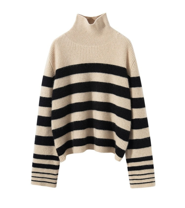 Damer Oversized Stickad tröja med avslappnad randdesign Mirla-Eva Jonsson